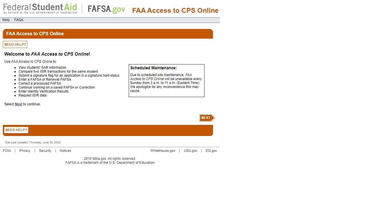 FAA Access to CPS Online Home Page - FAA Access to CPS Online - ed